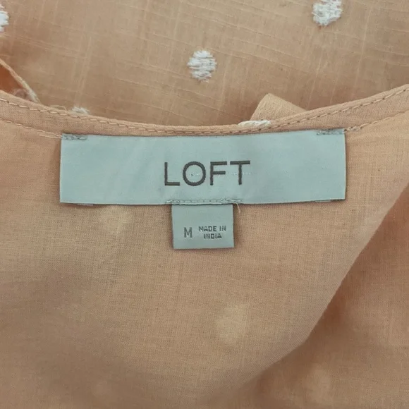 LOFT Peach Polka Dot Sun Dress with Bow - Picture 6 of 16